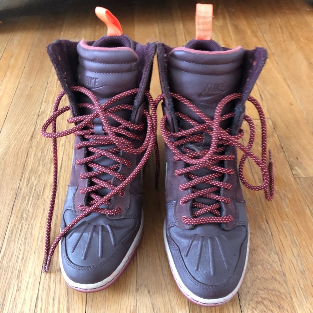 Nike maroon high top wedge sneakers size 7